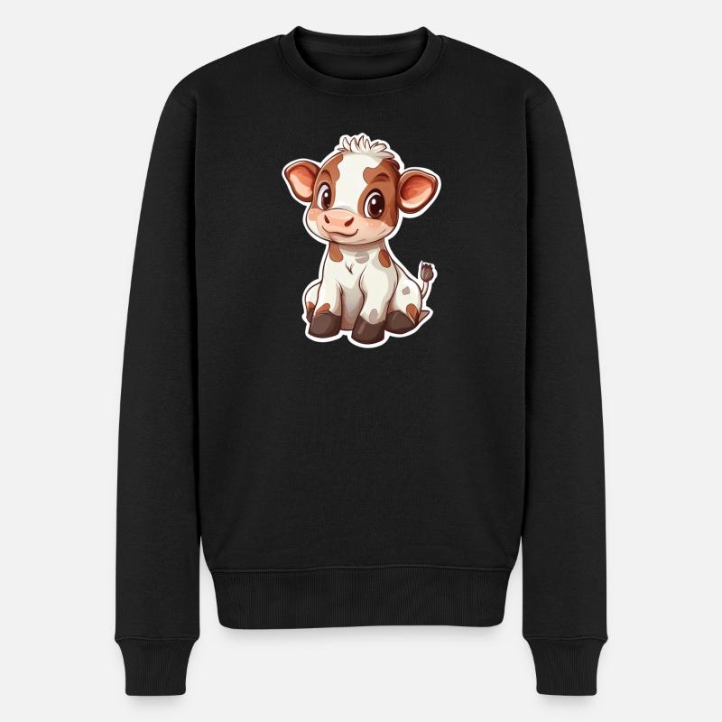 Kuh - Männer Premium Bio Pullover - Schwarz