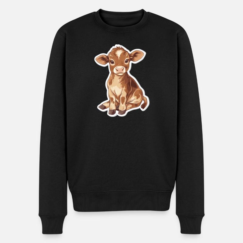 Kuh - Männer Premium Bio Pullover - Schwarz