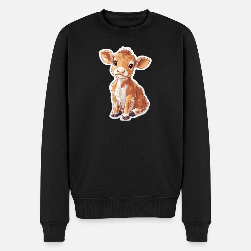 Kuh - Männer Premium Bio Pullover - Schwarz