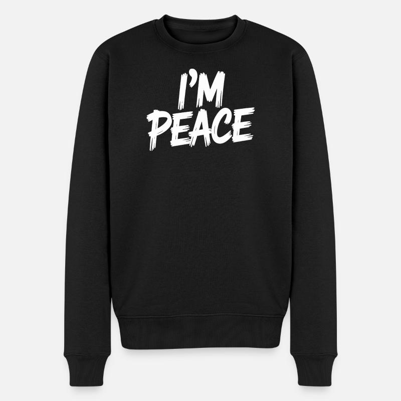 Ich komme in Frieden Ich bin Frieden Lustiges Paar Matching - Männer Premium Bio Pullover - Schwarz