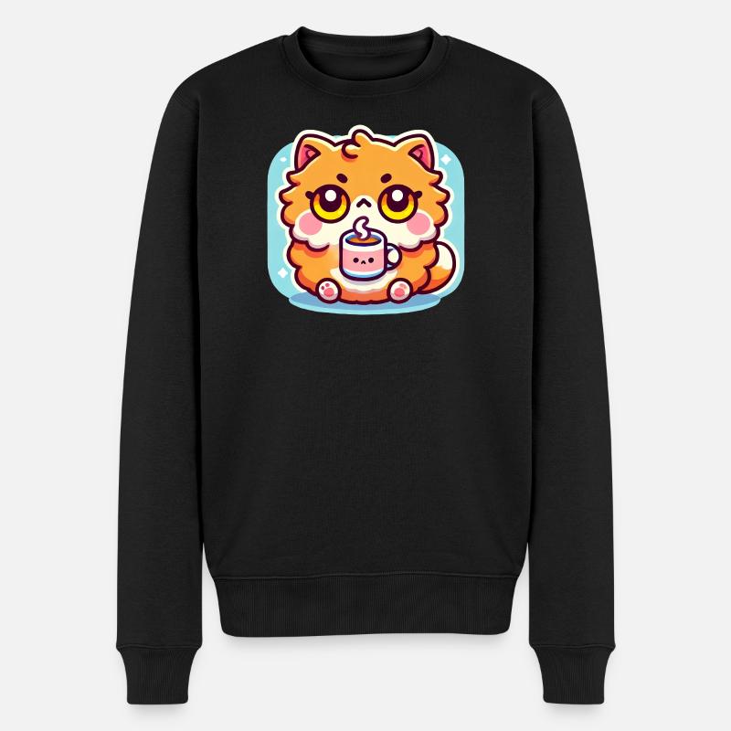 Chat Café Mignon, Kawaii - Pull Premium bio Homme - noir