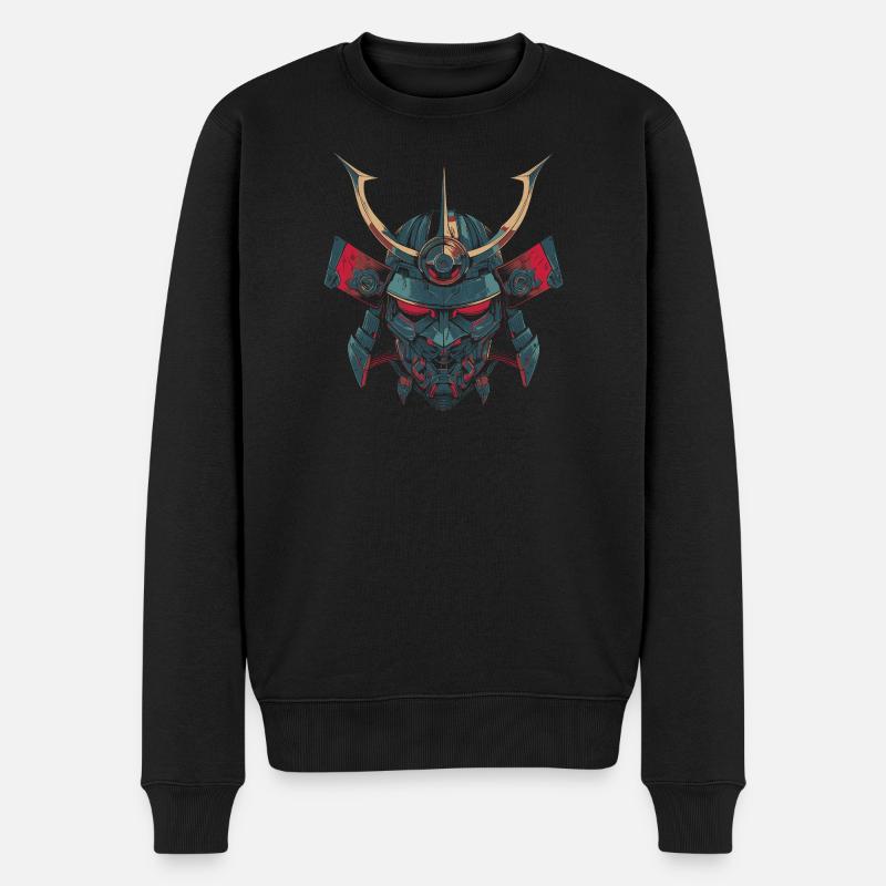 Mech-Samurai - Männer Premium Bio Pullover - Schwarz