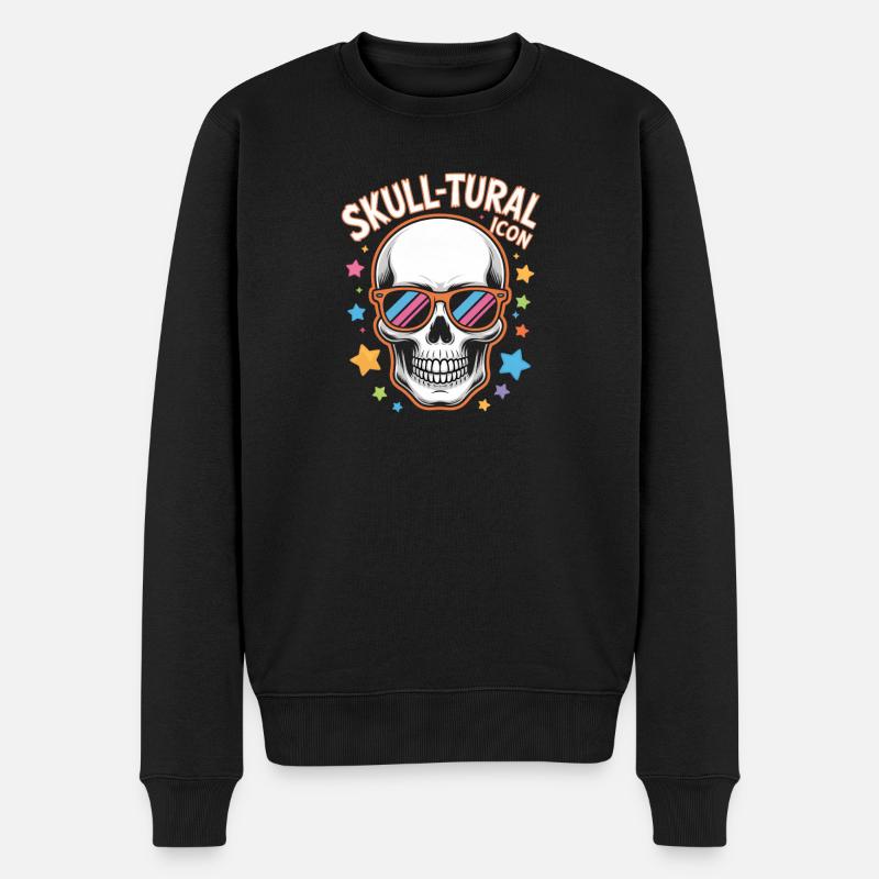 Halloween Skull Tural Icon Retro - Männer Premium Bio Pullover - Schwarz