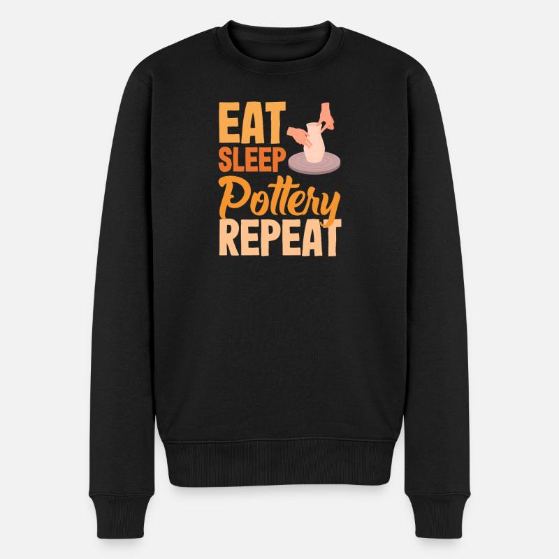 Töpfern Eat Sleep Pottery Répéter - Pull Premium bio Homme - noir