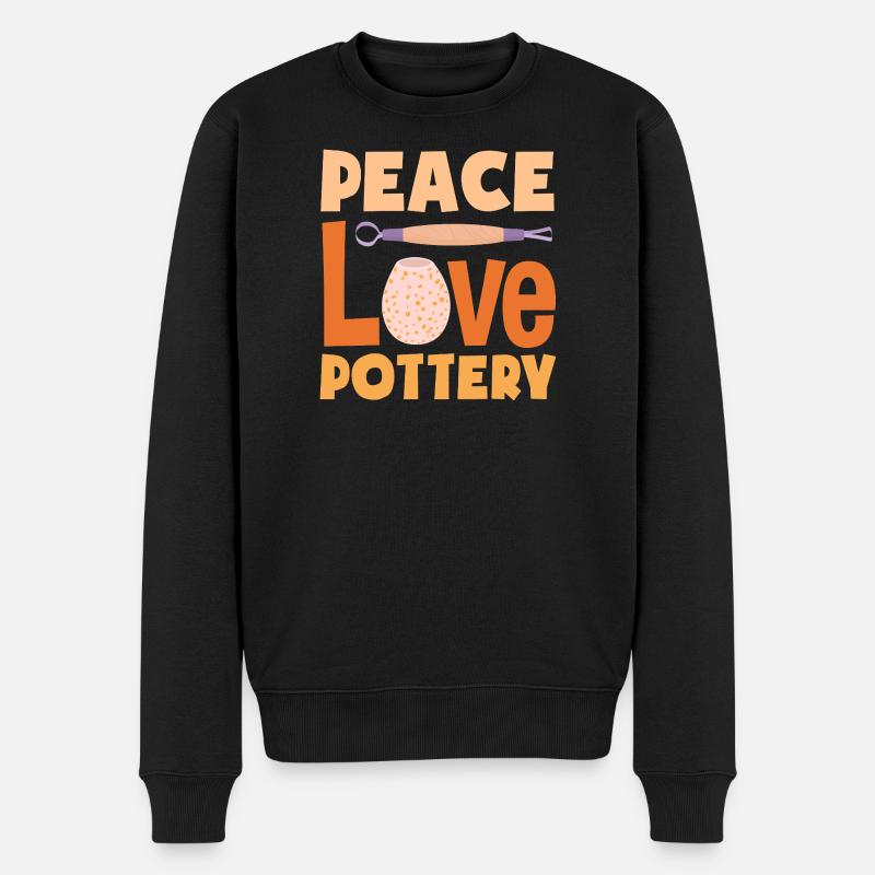 Frieden Liebe Töpferei Kunsthandwerk - Männer Premium Bio Pullover - Schwarz