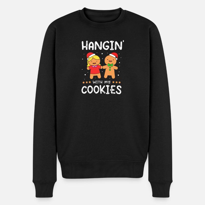 Lebkuchen Weihnachten Lebkuchenmann Gingerbread - Männer Premium Bio Pullover - Schwarz
