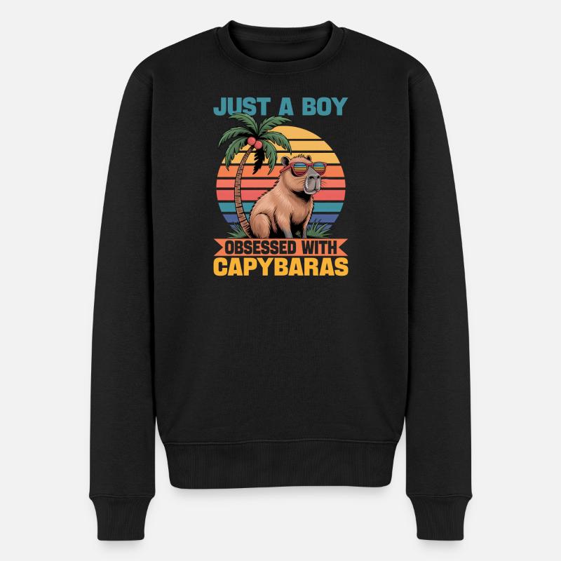 Funny Capybara - Männer Premium Bio Pullover - Schwarz