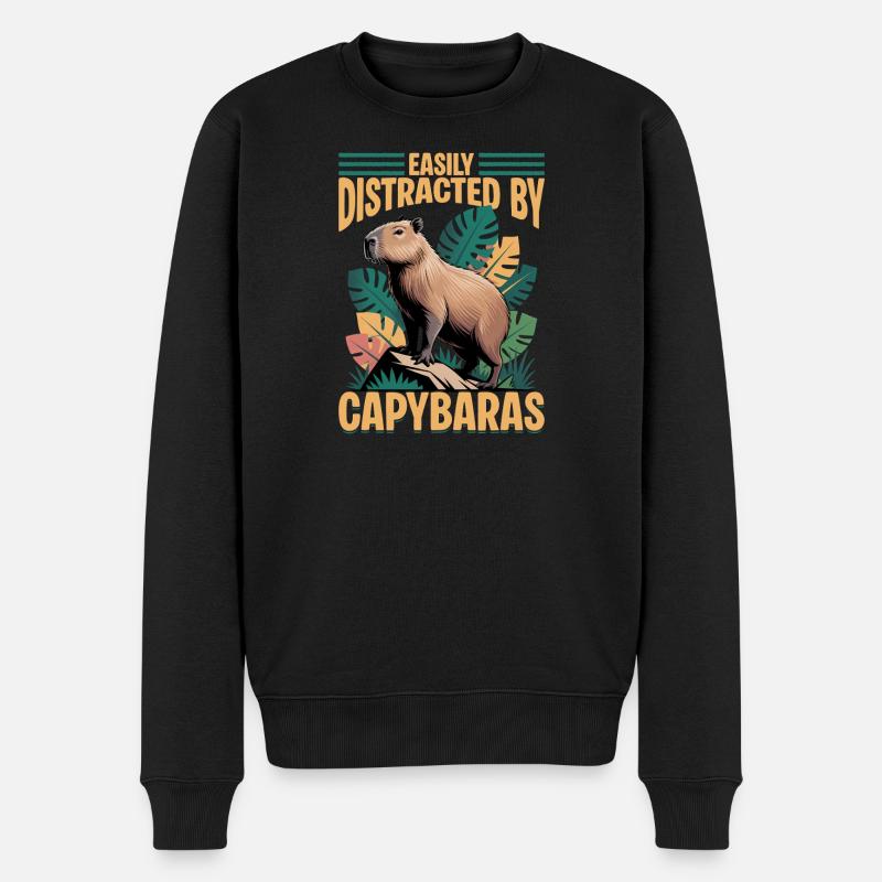 Funny Capybara - Männer Premium Bio Pullover - Schwarz