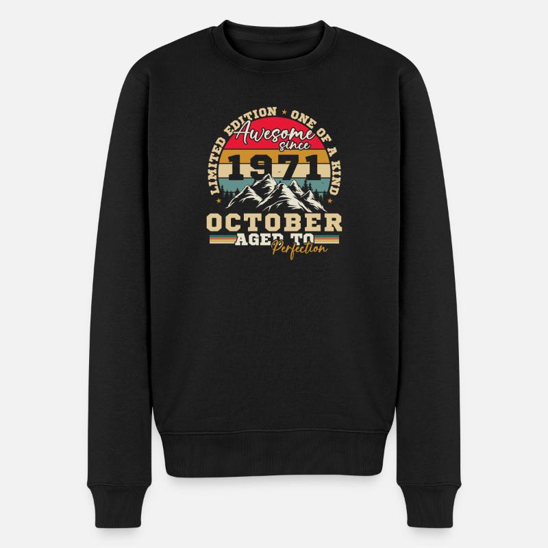 Octobre 1971 Vinatge Retro Cadeau Anniversaire - Pull Premium bio Homme - noir