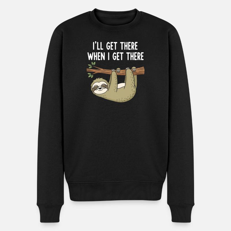 Lässiger Faultier Spruch - Männer Premium Bio Pullover - Schwarz