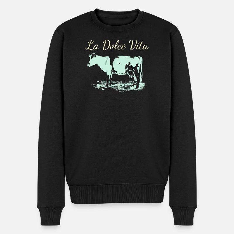 Milchkuh aus La Dolce Vita im Negativ - Männer Premium Bio Pullover - Schwarz