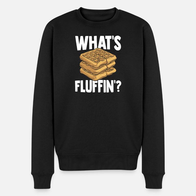 Cooles Waffel Geschenk Pancakes Mit Syrup - Männer Premium Bio Pullover - Schwarz
