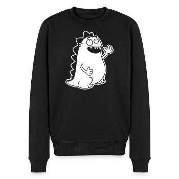 Dino winkend – Kawaii, Cartoon & Urzeit-Freude - Männer Premium Bio Pullover - Schwarz - Vorne - Nico (187cm)