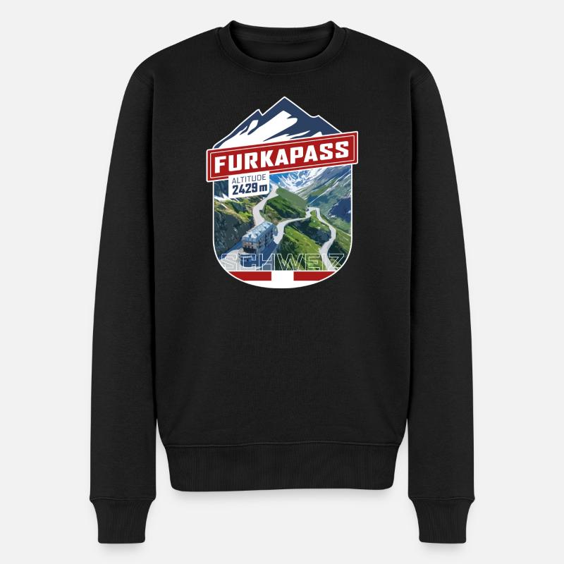 Sticker_CH_Furka - Pull Premium bio Homme - noir