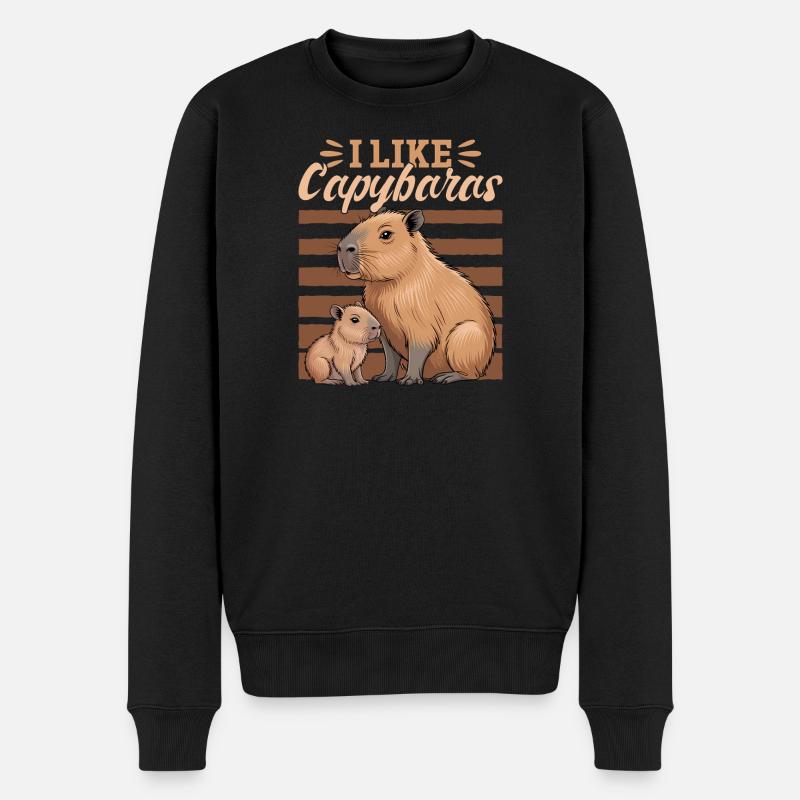 Funny aesthetic Kawaii Capybara - Männer Premium Bio Pullover - Schwarz