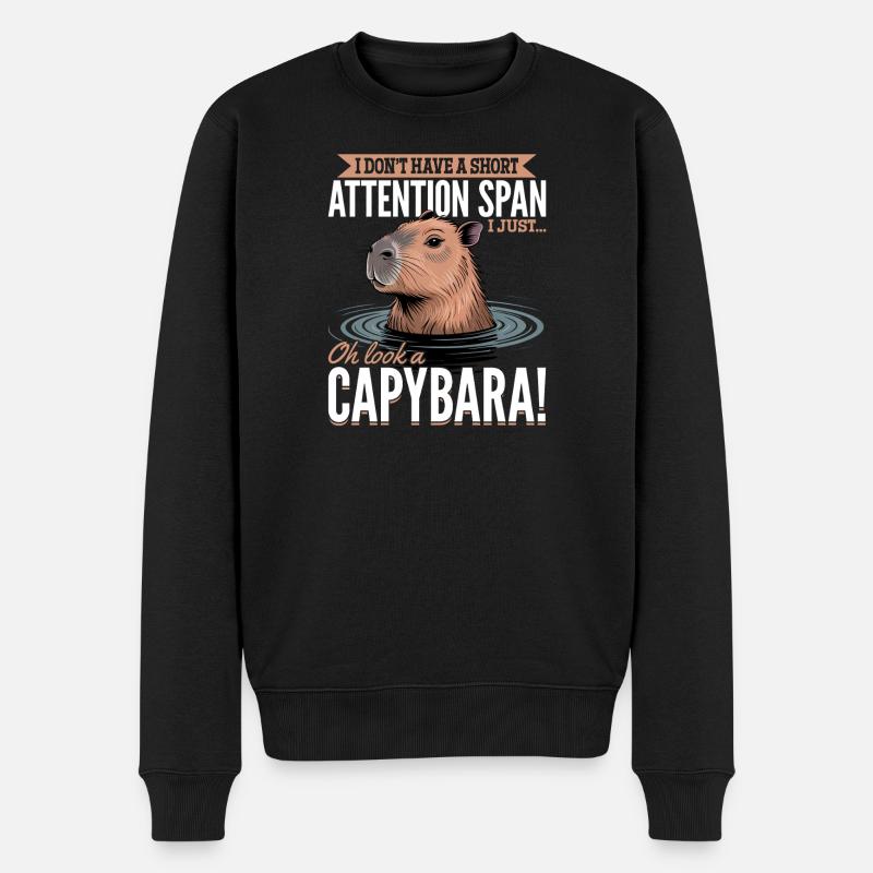 Esthétique amusante Kawaii Capybara - Pull Premium bio Homme - noir