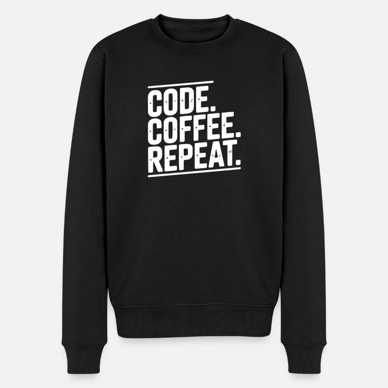 Code Coffee Repeat - Men's Premium Organic Jumper - black