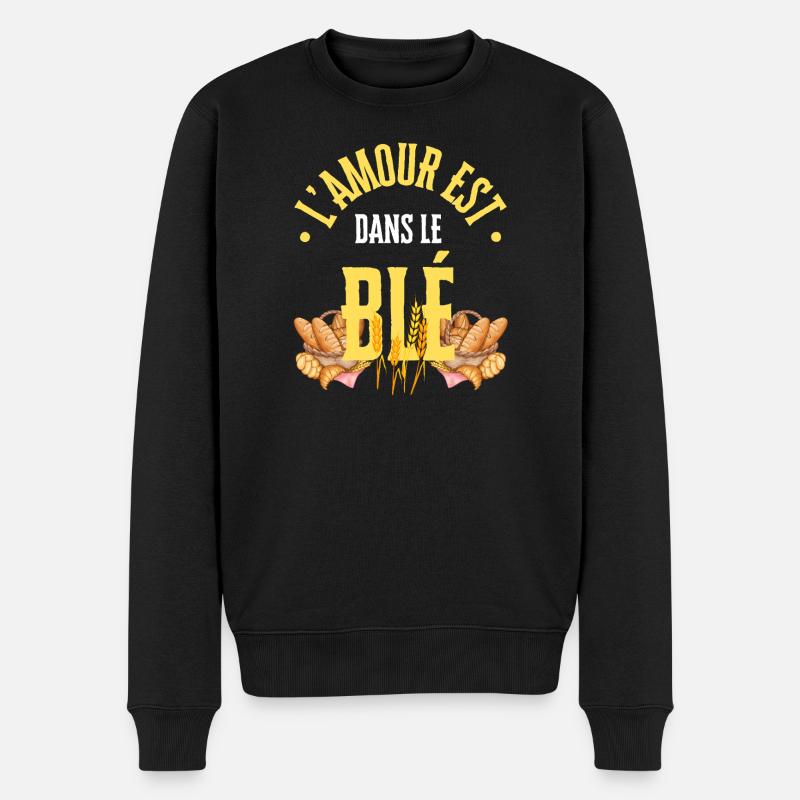 Die Liebe steckt im Weizen - Männer Premium Bio Pullover - Schwarz