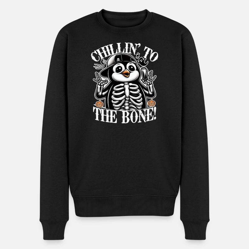 Skelett-Pinguin Chillen Halloween Motiv - Männer Premium Bio Pullover - Schwarz