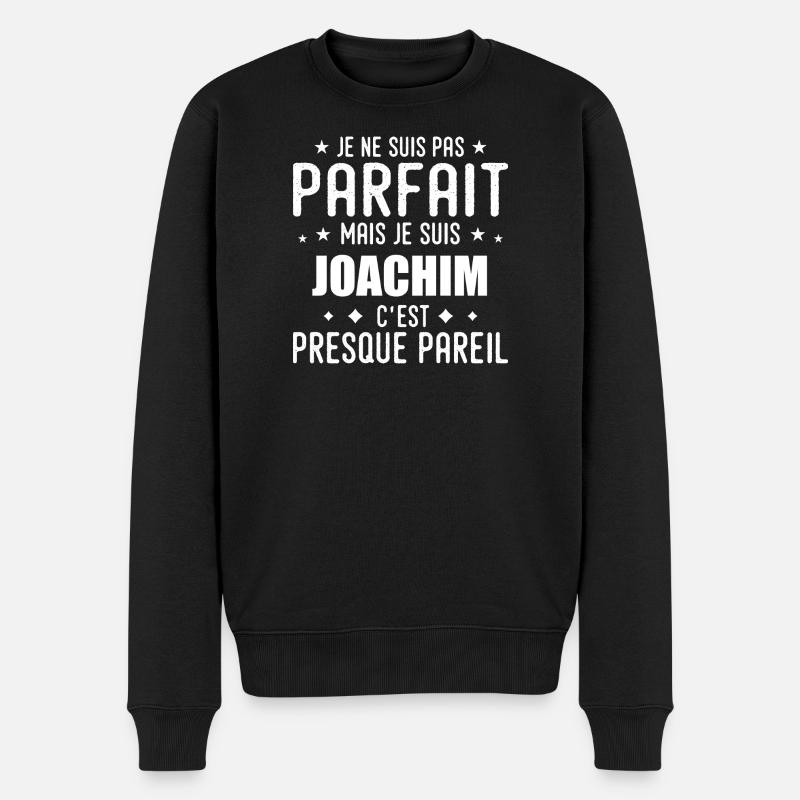 Joachim: authentisch, unvollkommen, oben, perfekt - Männer Premium Bio Pullover - Schwarz