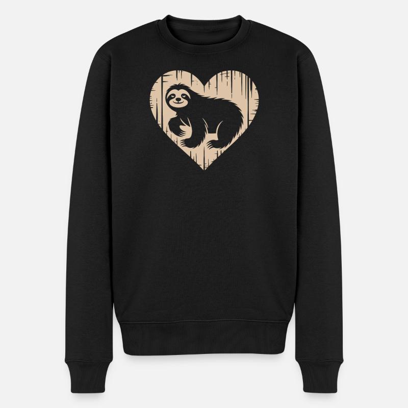 Conception de coeur de paresseux mignon - Pull Premium bio Homme - noir