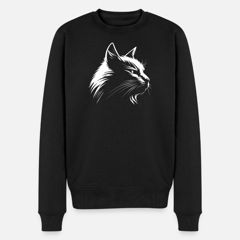 Katze weiß :-) - Männer Premium Bio Pullover - Schwarz