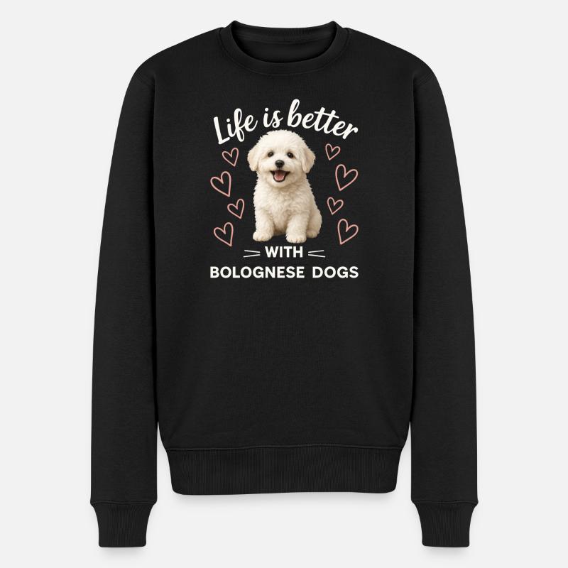 Bolognese Hund - Männer Premium Bio Pullover - Schwarz