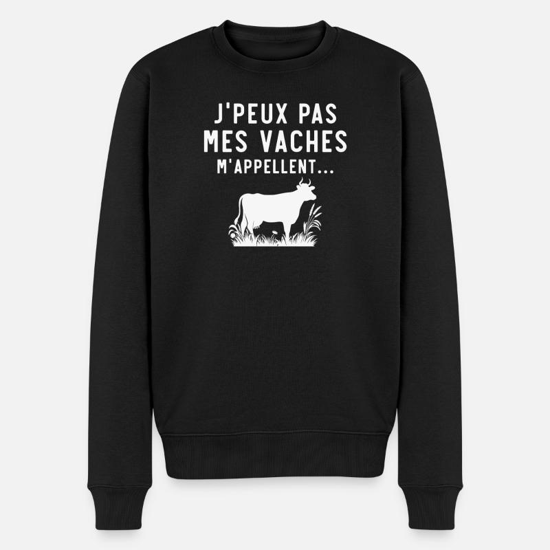 J'peux pas mes vaches m'appellent - Pull Premium bio Homme - noir