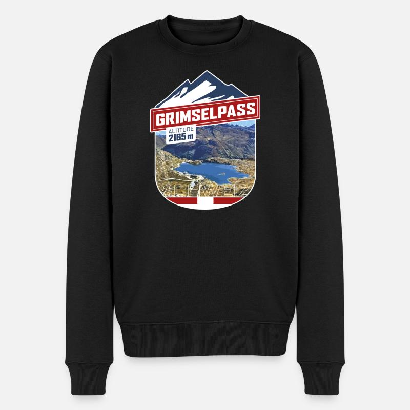 Col du Grimsel | Autocollant - Pull Premium bio Homme - noir