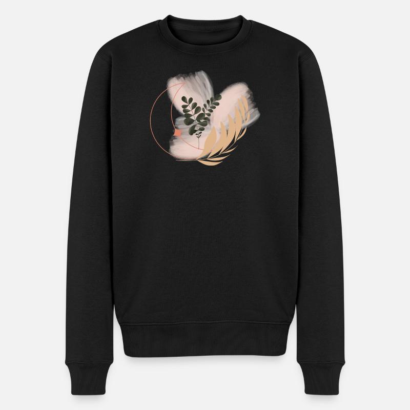 Florale Pastel Cercle Feuilles - Pull Premium bio Homme - noir
