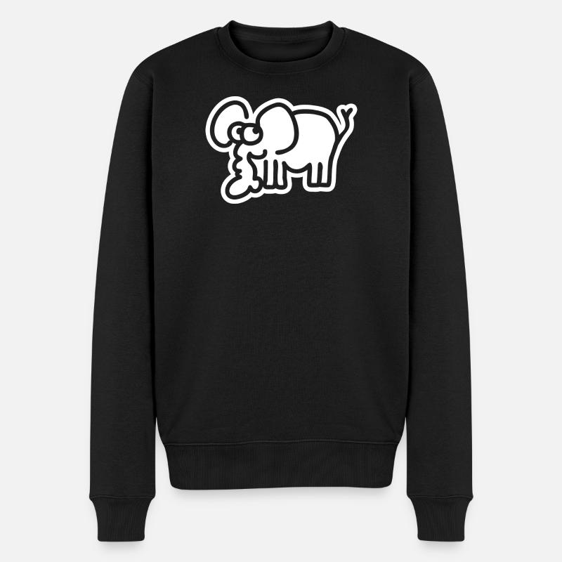 Kleiner Elefant – süßes Safari Comic Tier-Motiv - Männer Premium Bio Pullover - Schwarz