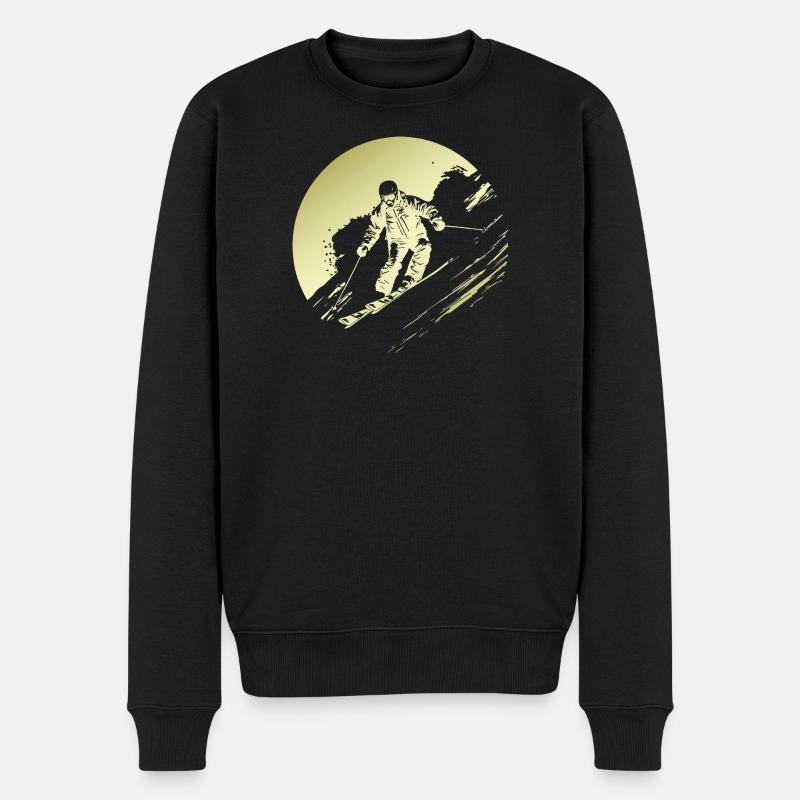 Ski Fahren Skiing Silhouette - Männer Premium Bio Pullover - Schwarz