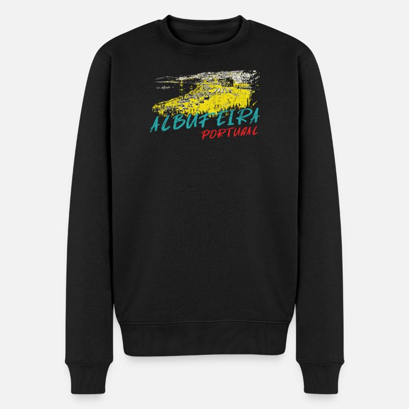 Illustration Albufeira Praia dos Barcos - Pull Premium bio Homme - noir
