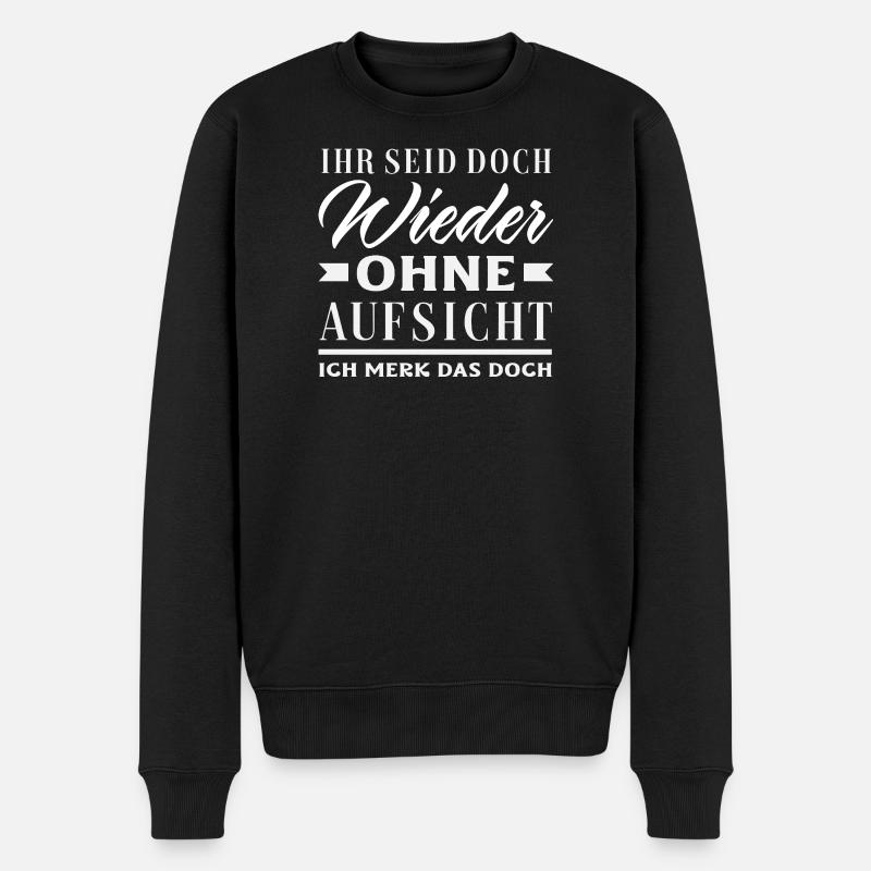 Again without supervision – sarcasm - Men's Premium Organic Jumper - black