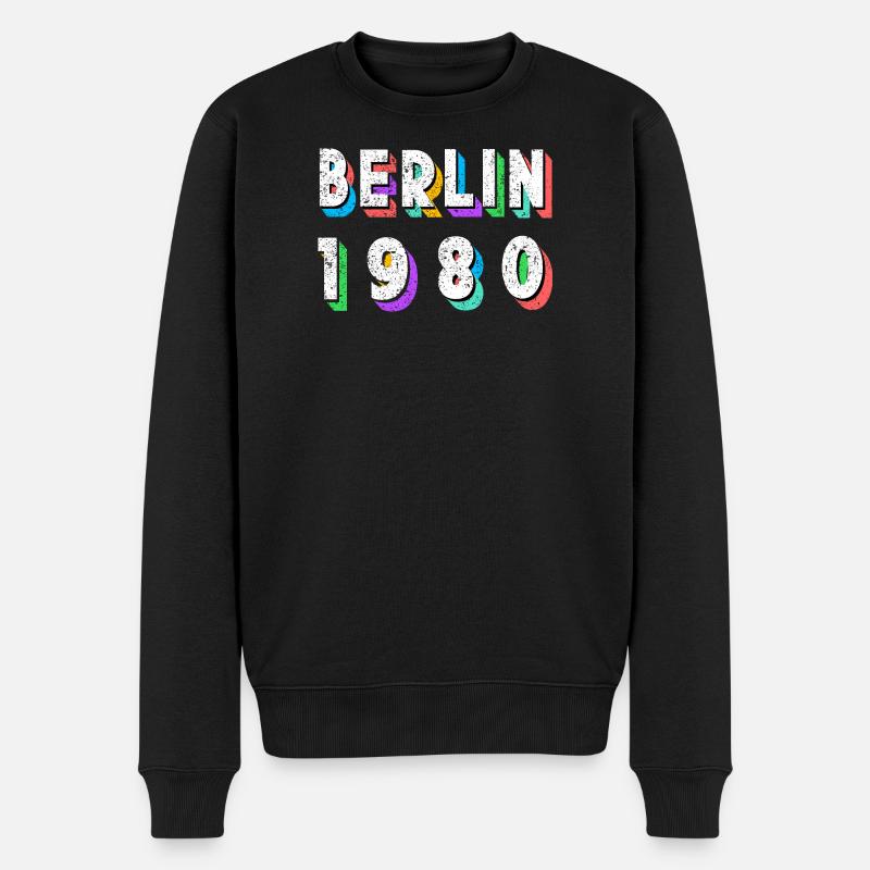 Berlin 1980 Retro Neon - Männer Premium Bio Pullover - Schwarz