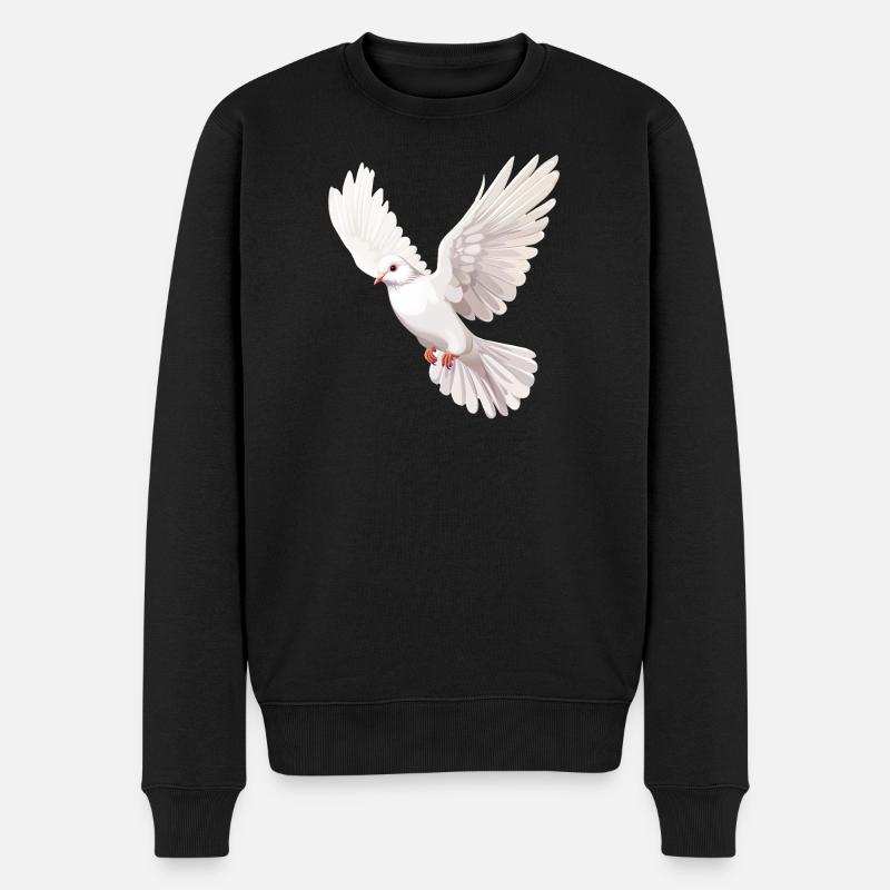 WeißeTaube im Flug Illustration - Männer Premium Bio Pullover - Schwarz