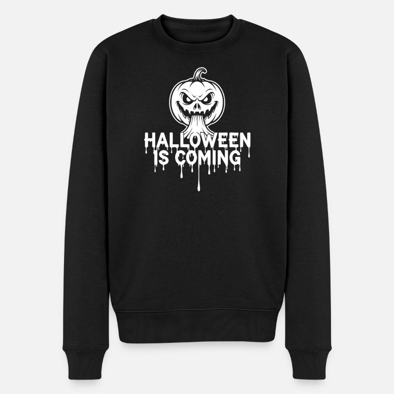 Halloween Kommt - Männer Premium Bio Pullover - Schwarz