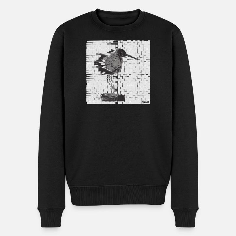 Rotschenkel (Tringa totanus) Glitch Noir - Männer Premium Bio Pullover - Schwarz