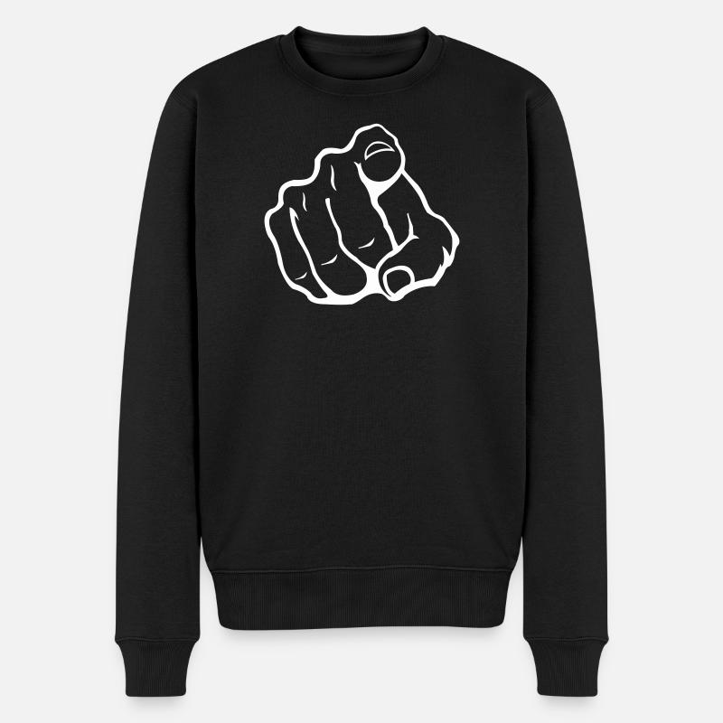 Zeigefinger Silhouette - Männer Premium Bio Pullover - Schwarz