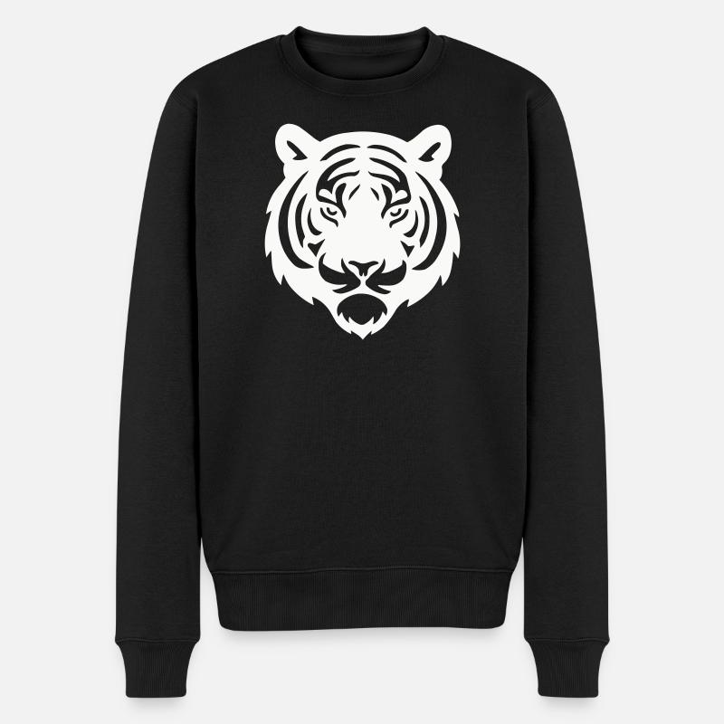 Silhouette Tête De Tigre - Pull Premium bio Homme - noir