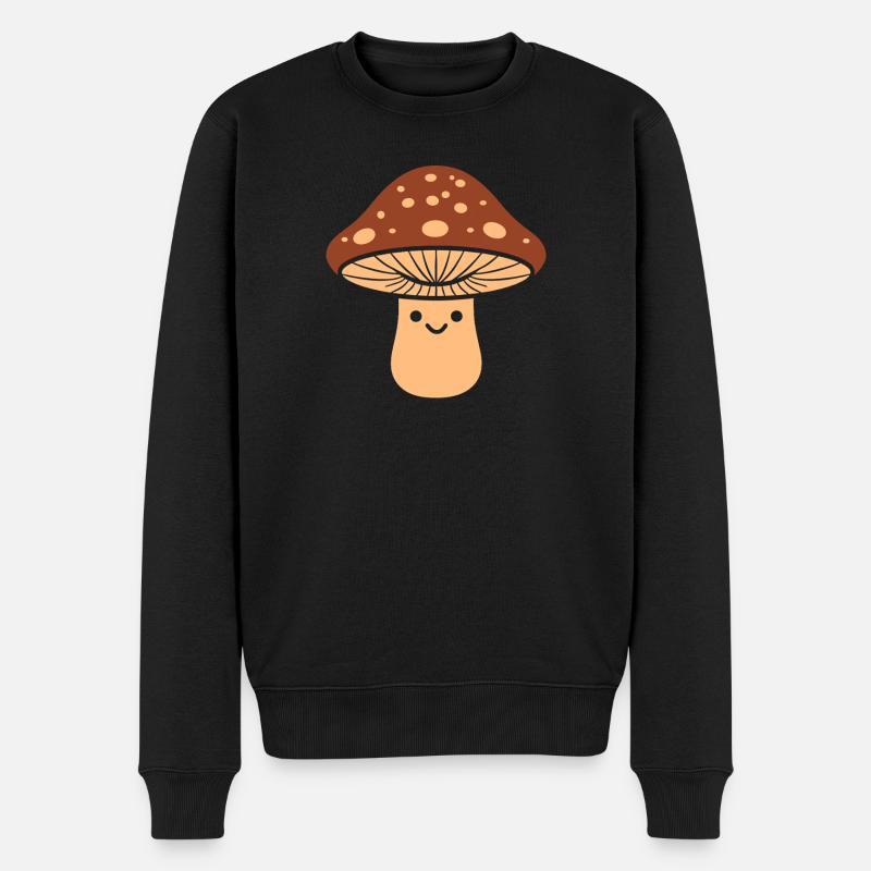 Pilz Süßes Lächeln - Männer Premium Bio Pullover - Schwarz