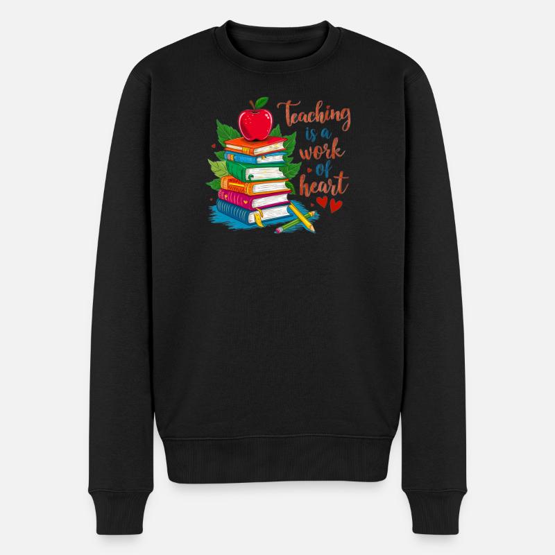 Lehrerin Bokstack und Hjärta - Männer Premium Bio Pullover - Schwarz