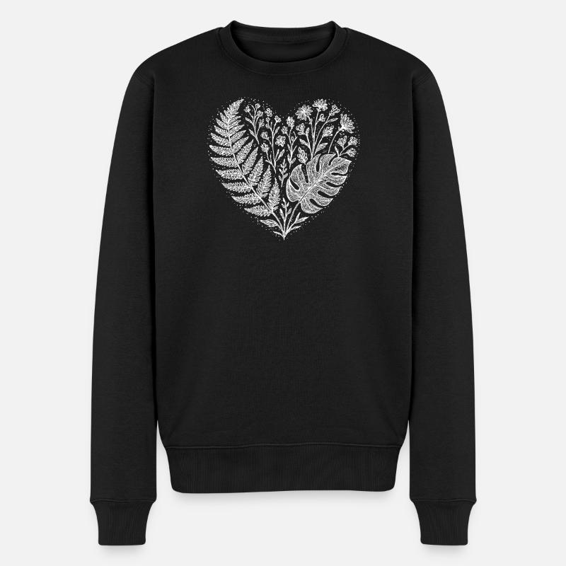 Coeur de feuillage tropical - Pull Premium bio Homme - noir