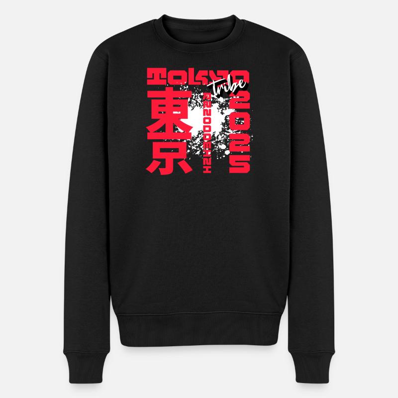 Rotes Kanji Graffiti - Männer Premium Bio Pullover - Schwarz