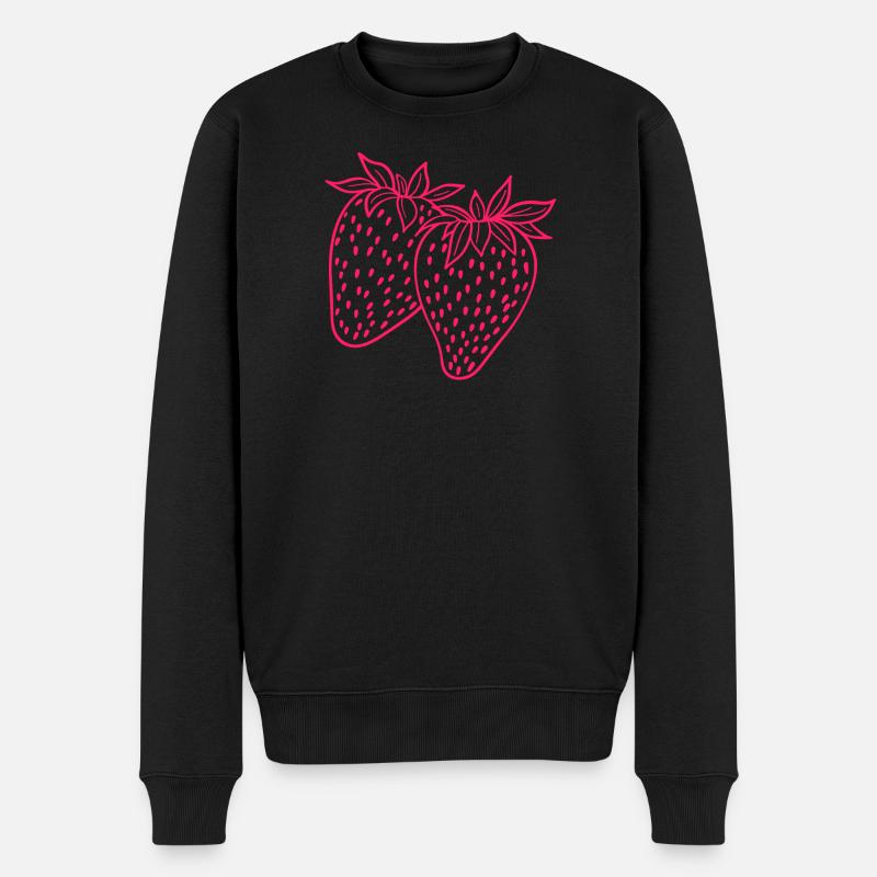 Erdbeere neon - Männer Premium Bio Pullover - Schwarz