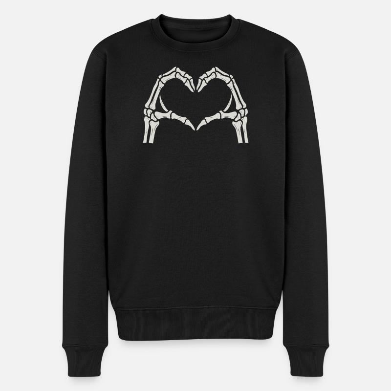 Herz Skelett Hände - Männer Premium Bio Pullover - Schwarz