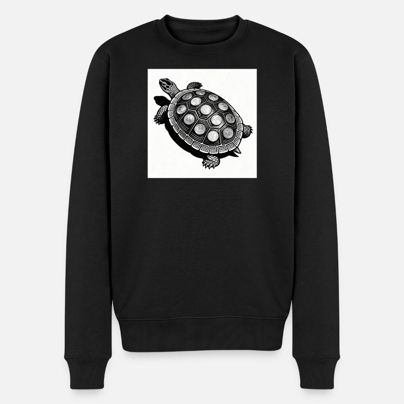 Münz-Schildkröte Geometrie - Männer Premium Bio Pullover - Schwarz