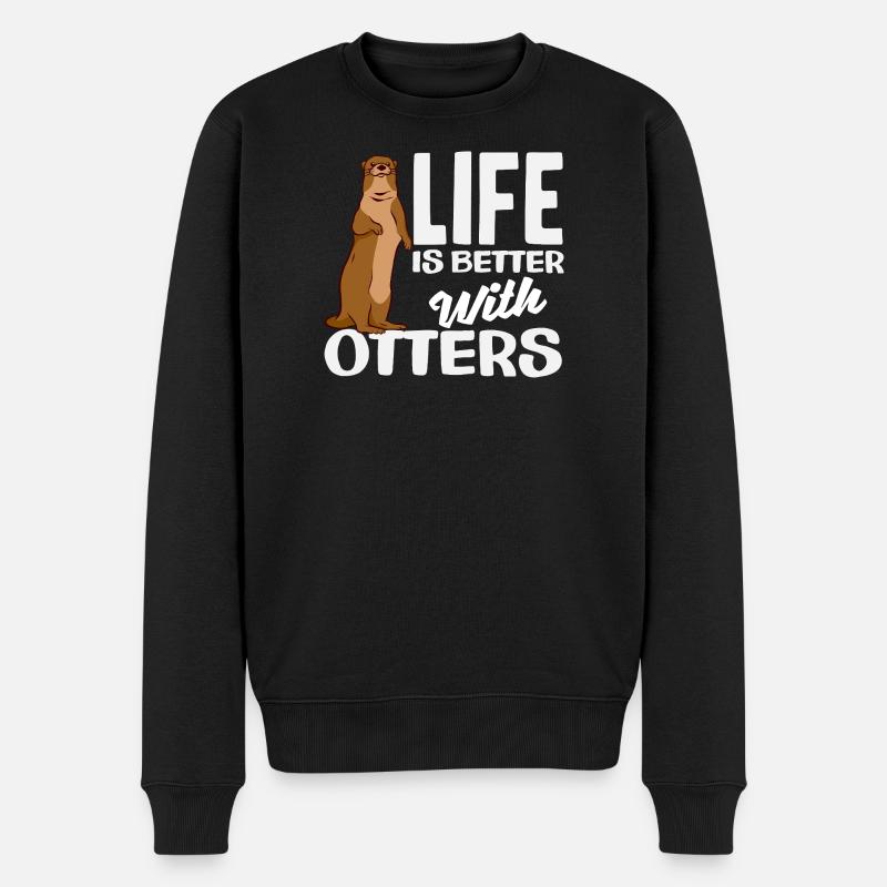 Seeotter Leben Besser - Männer Premium Bio Pullover - Schwarz