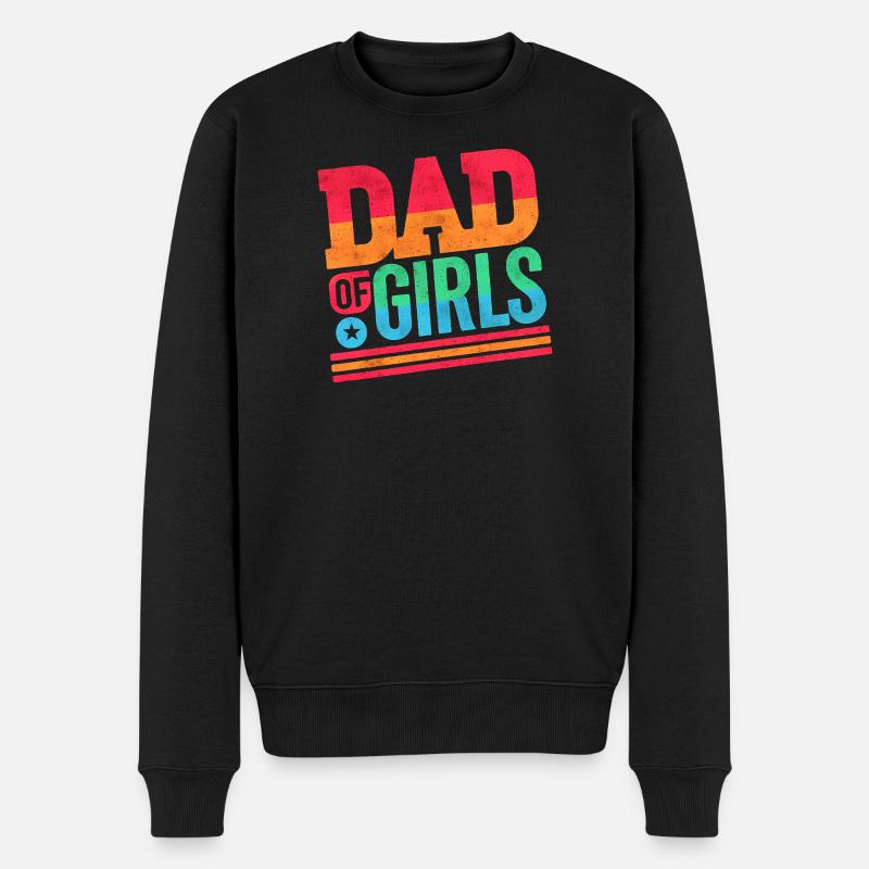 Vater von Mädchen Regenbogen, Väter - Männer Premium Bio Pullover - Schwarz