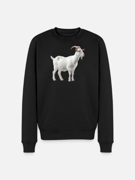 White Mountain Goat Portrait - Men's Premium Organic Jumper - black